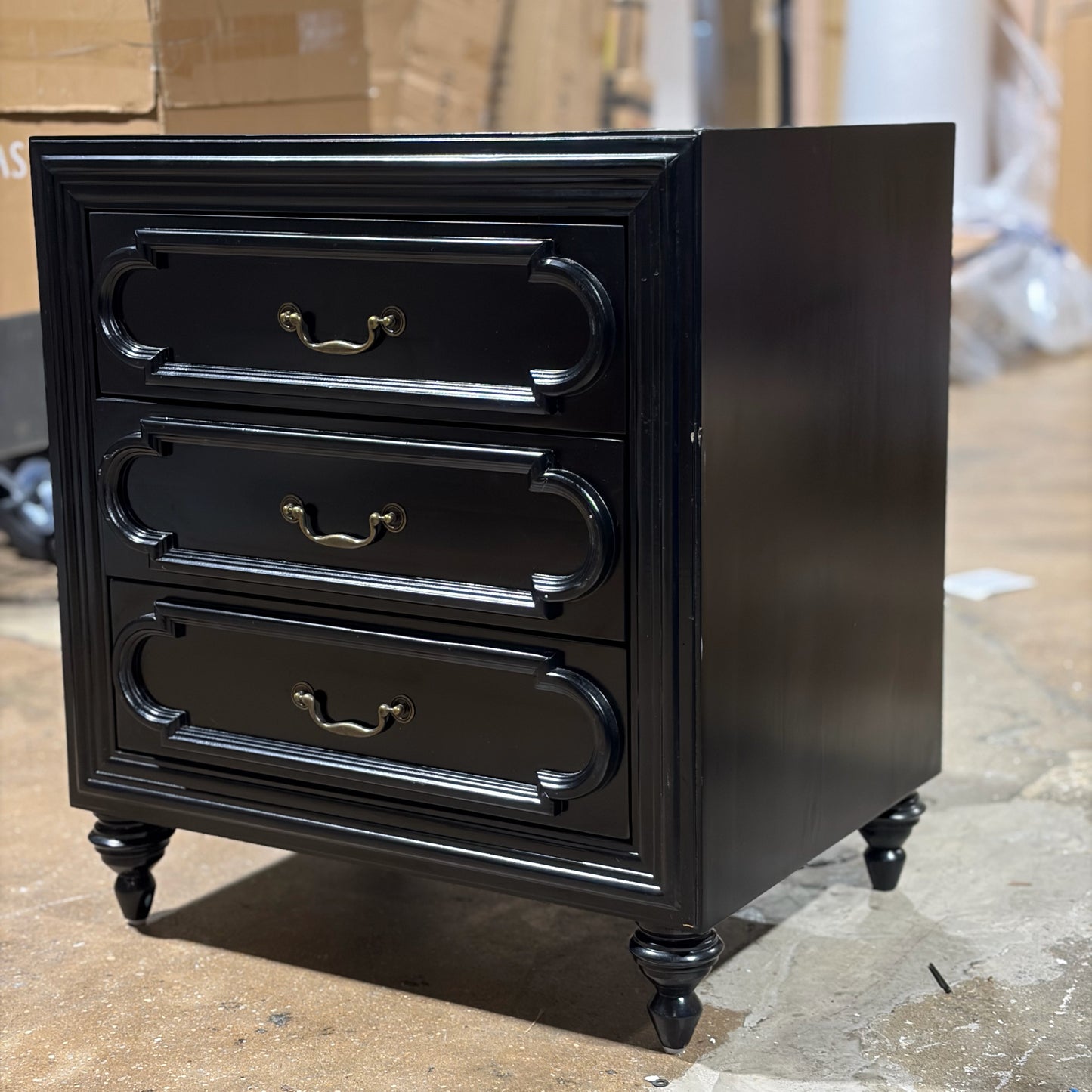 Wood Black Nightstand / Small Dresser, 30"H x 20"D x 27"W