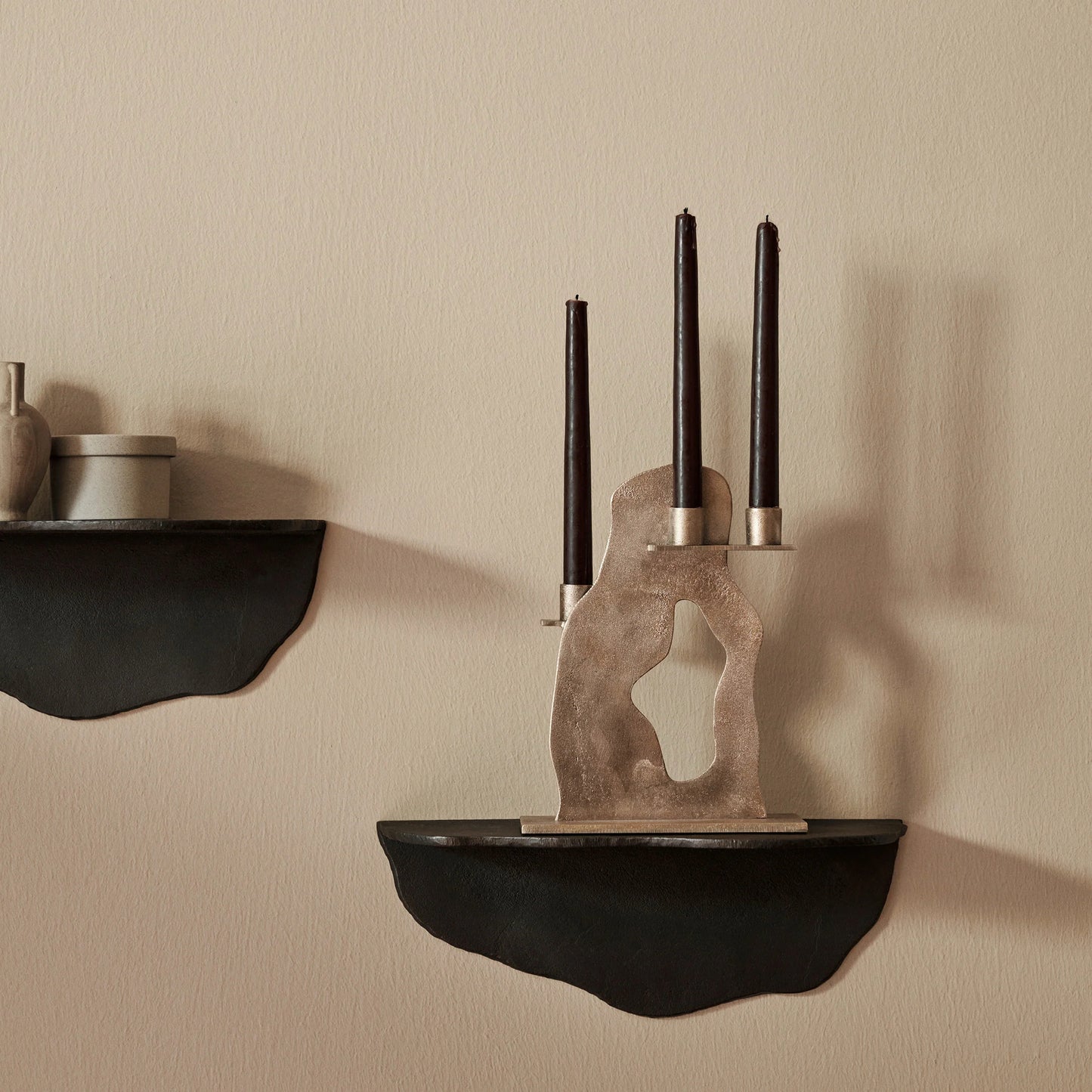 Ferm Living Fracture Shelf, Blackened Aluminum, 16" W x 7.1" D x 5.9" H
