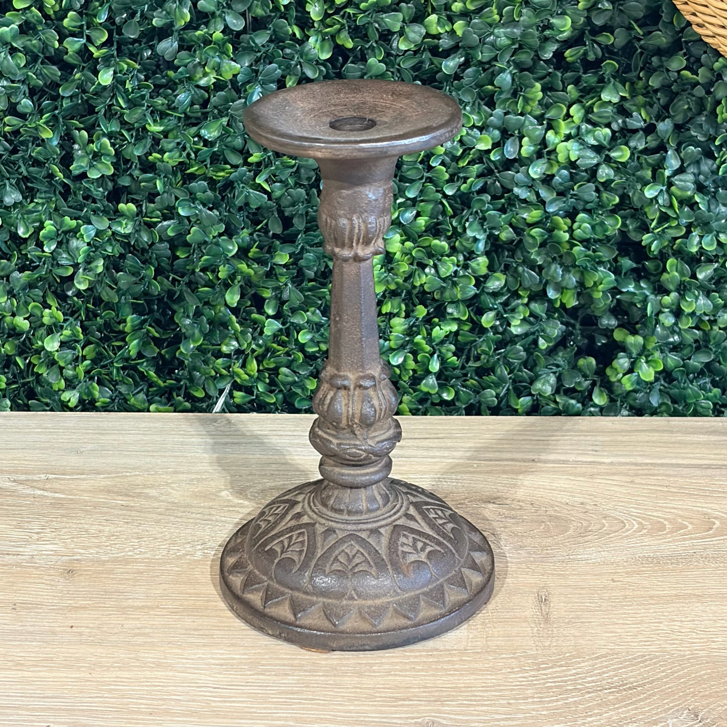 Metal Bronzed Candleholder, 9"H x 5"Dia
