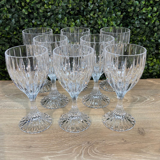 Set of 8 Mikasa Park Lane Crystal Wine Glasses, 6.375"H x 3"D