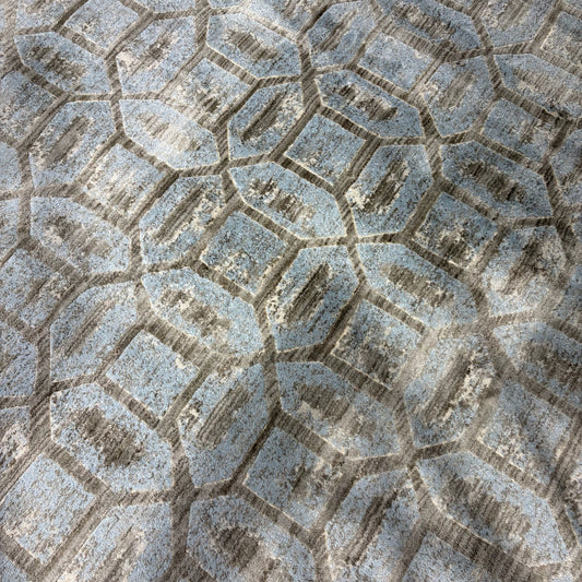 Carini Mordern Geometric Rug, Ice Blue / Taupe, 8'.7"Dia