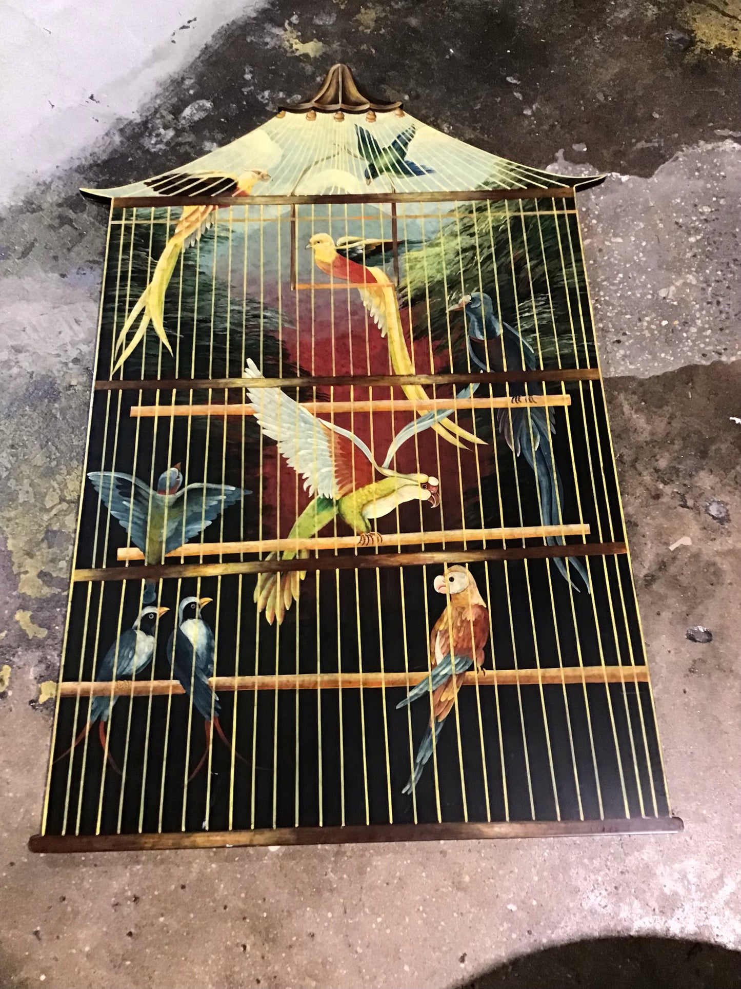 Large Birdcage Hanging Art Panel 38" W x .5" D x 56.5" H