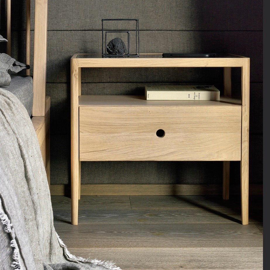 Ethnicraft Spindle Nightstand, Oak, 21.7"W x 13.8"D x 20.5"H