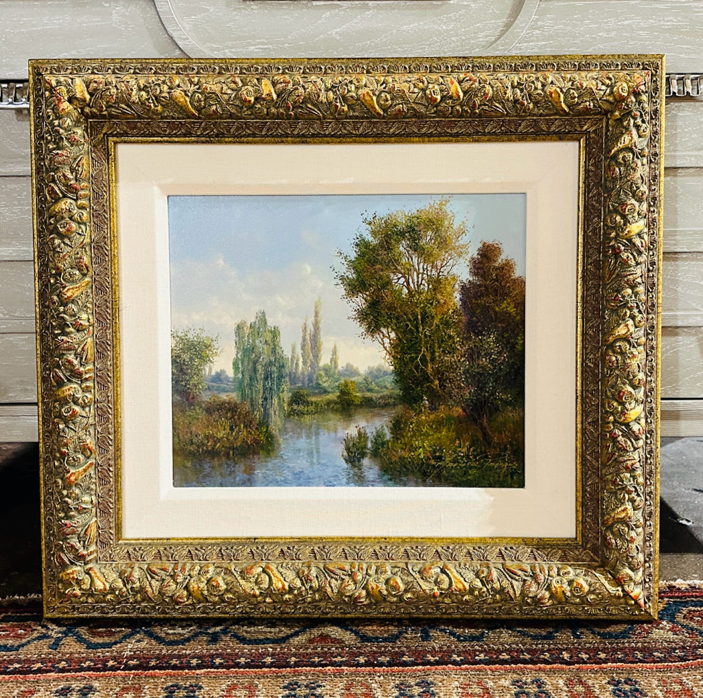 Maxwell Parsons landscape, oil on canvas, ornate frame, 23"W x 21"H x 2"D