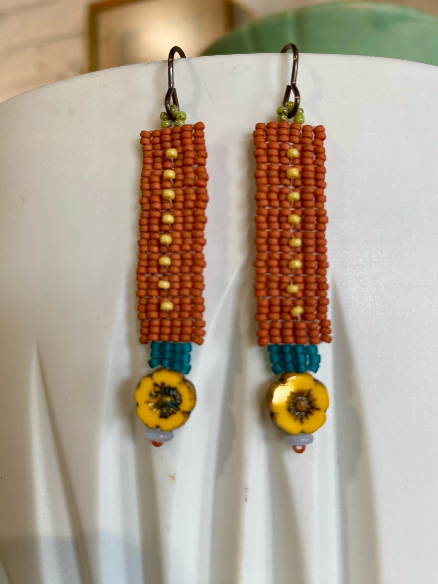 Tower Earrings, Sienna Meadow, Carrie Price Wearable Art
