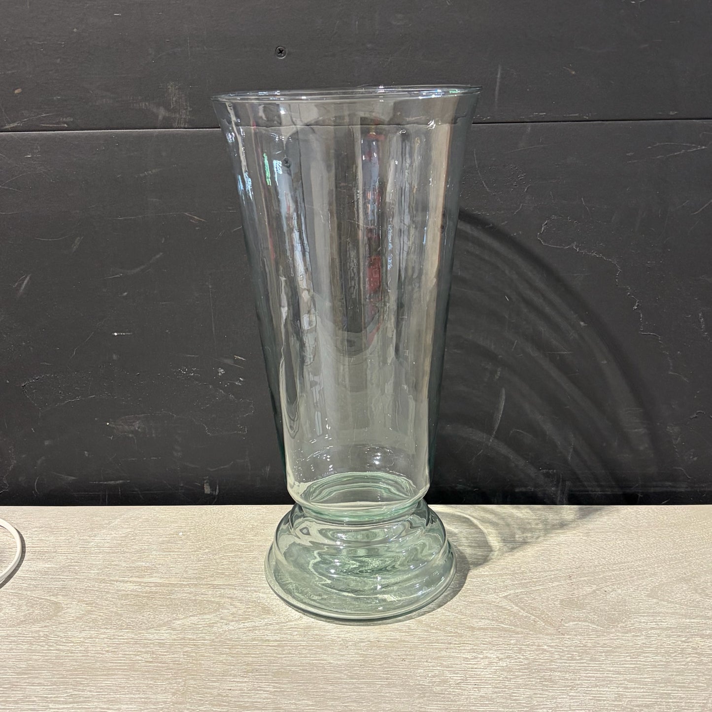Hand Blown Glass Hurricane/Vase Made in Mexico, 14.5'H x 7"W