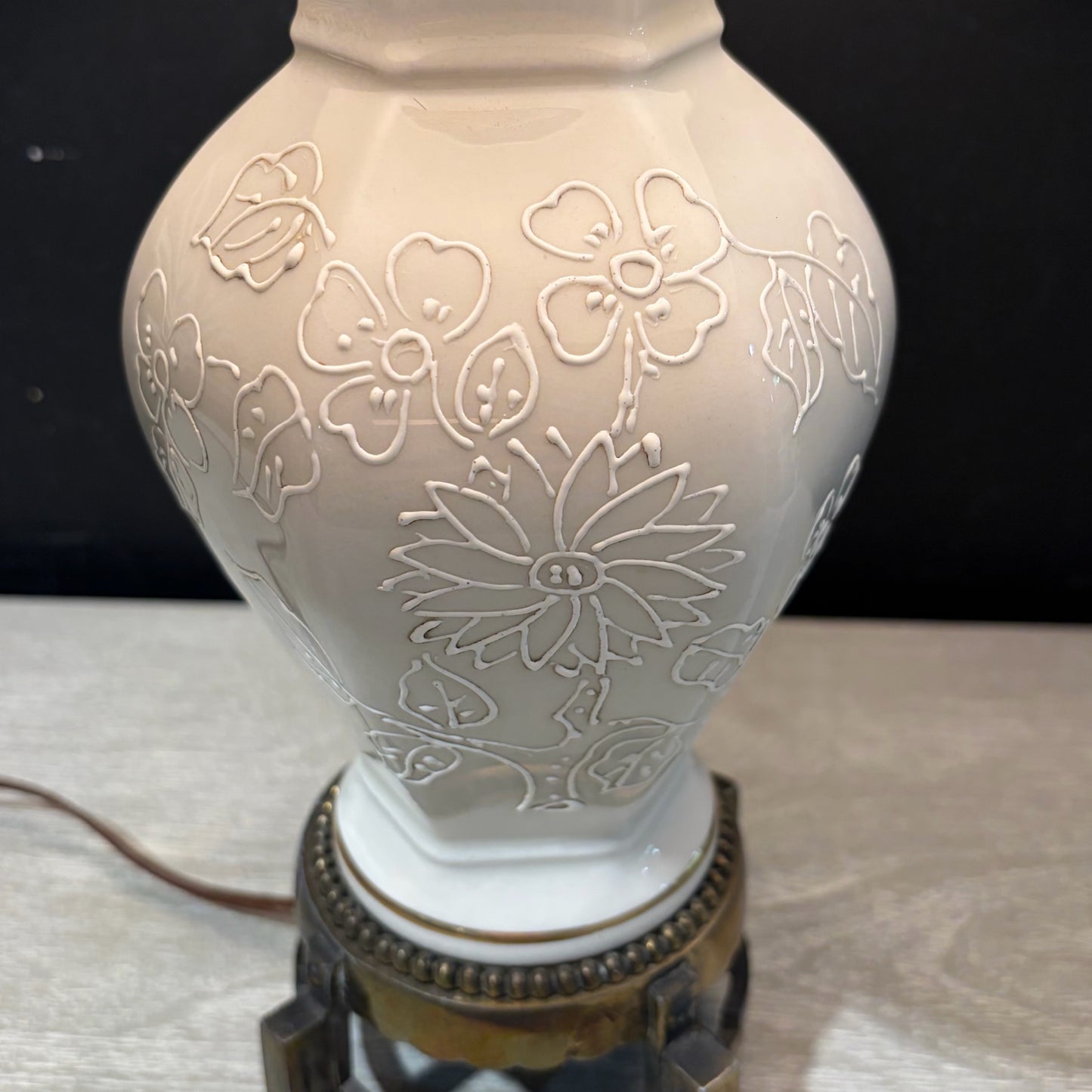 Lenox Lamp with Gold Trim and Brass Base, 24"H x 14"W
