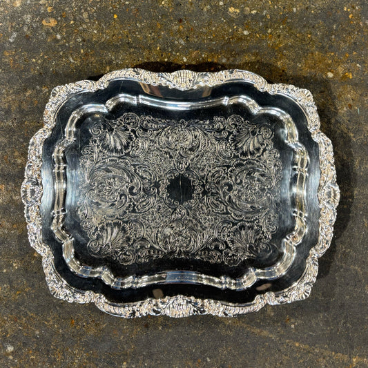 Poole Silver Co Footed Tray 13.75" W x 11" D x 1.5" H