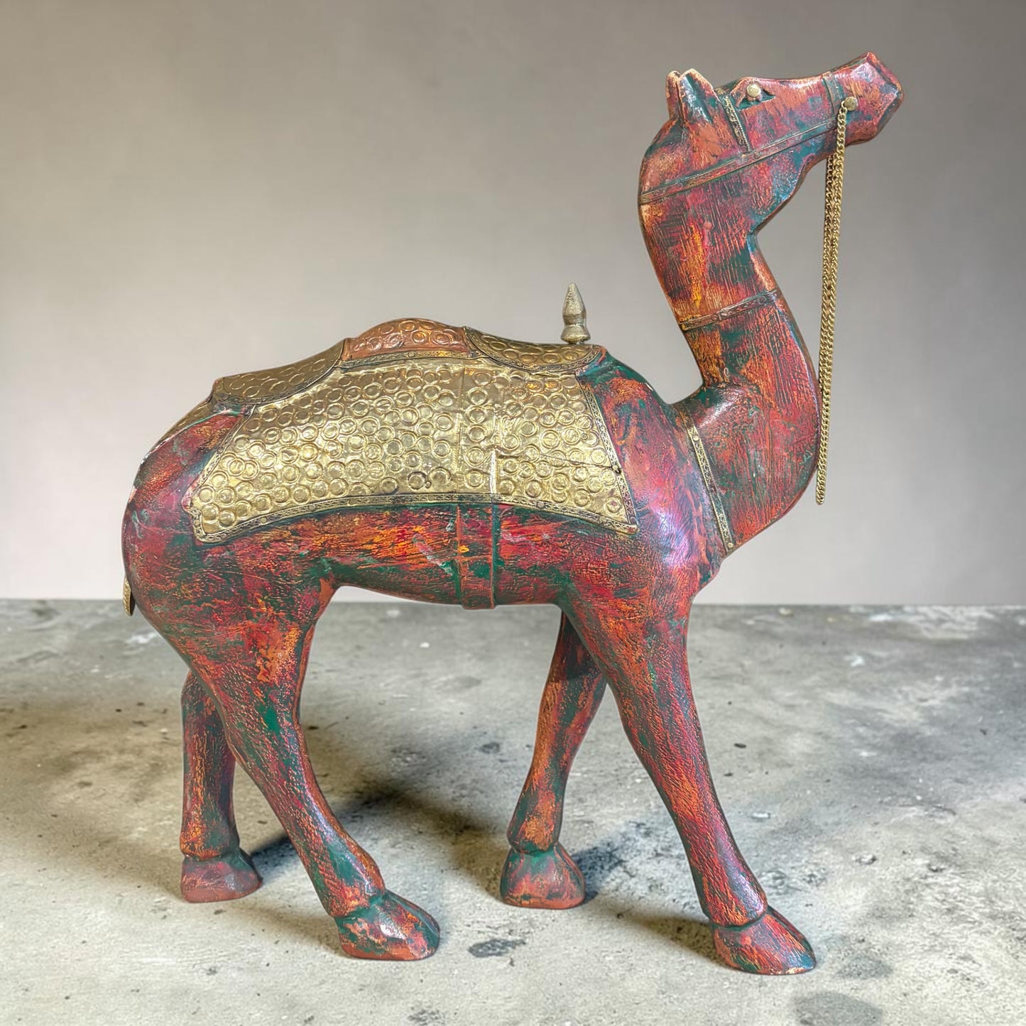 Wooden Camel w/Metal Accents, 12"L x 15"H x 4"W (AS IS)