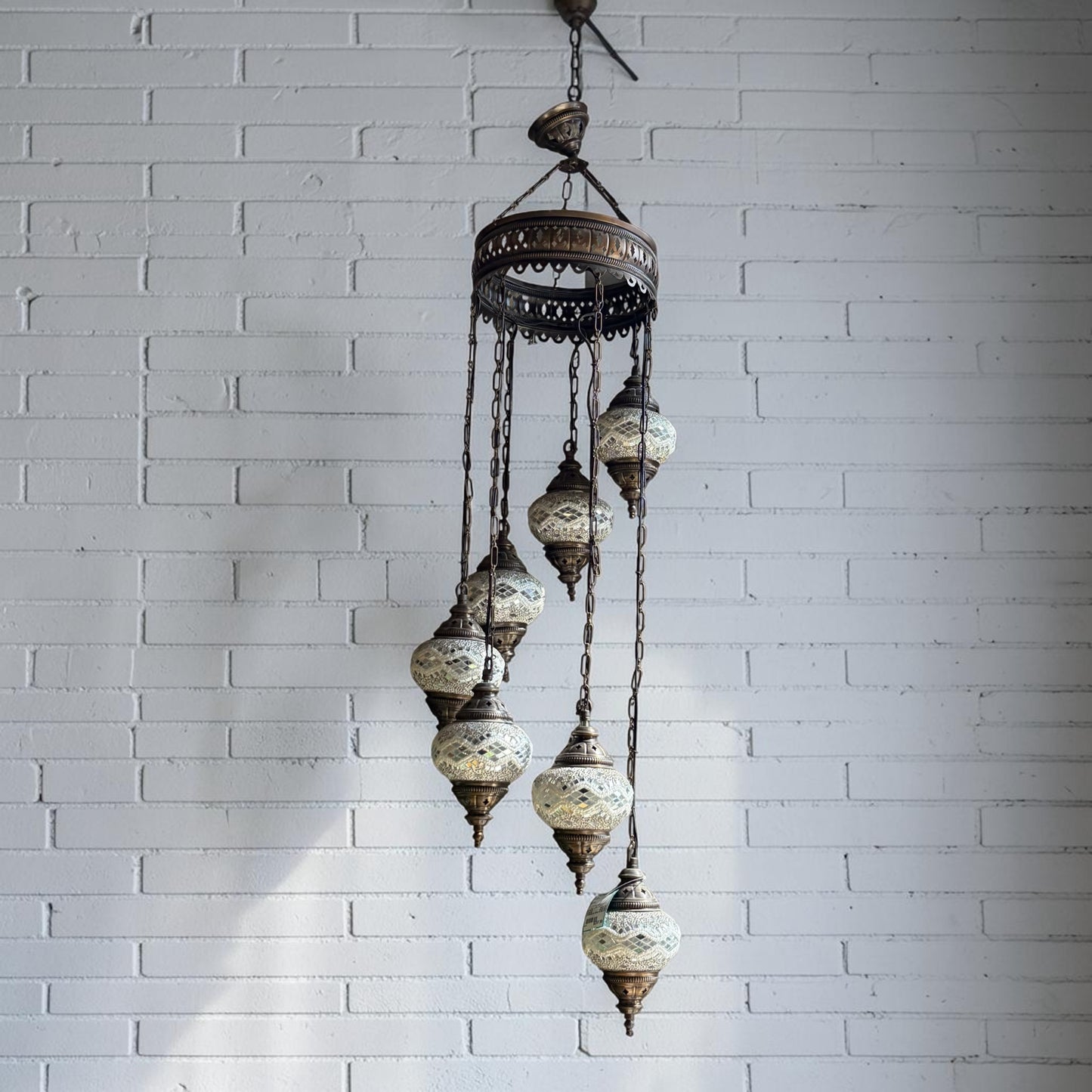 VTG Turkish/Moroccan 7 Pendant Light, 48"H x 10"Dia