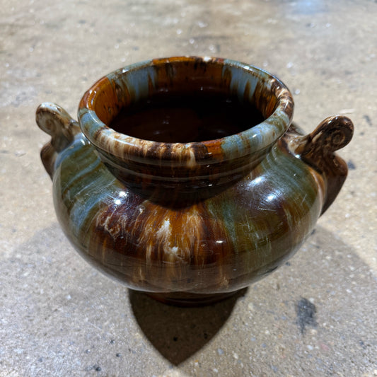 Vintage Brush McCoy Pottery Onyx Jardinière, Drip Glaze