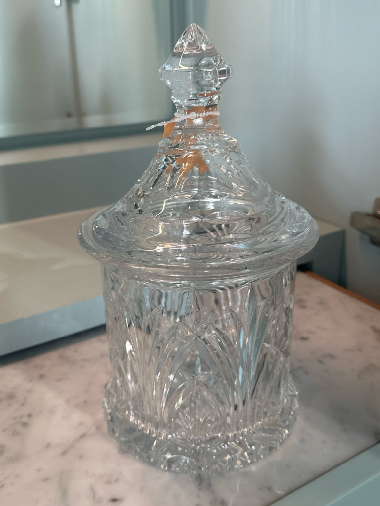 Crystal ice bucket w/lid, 6"D x 11"H
