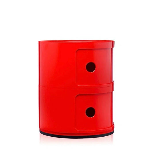 Kartell Componibili 2-Door Round Storage Unit, Red Glossy, 12.6 Dia x 15.75" H