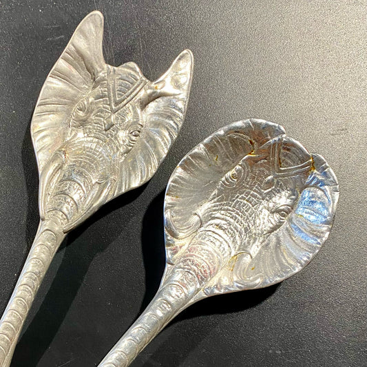 Arthur Court Safari Elephant Salad Utensils, 11"L x 3.25"W