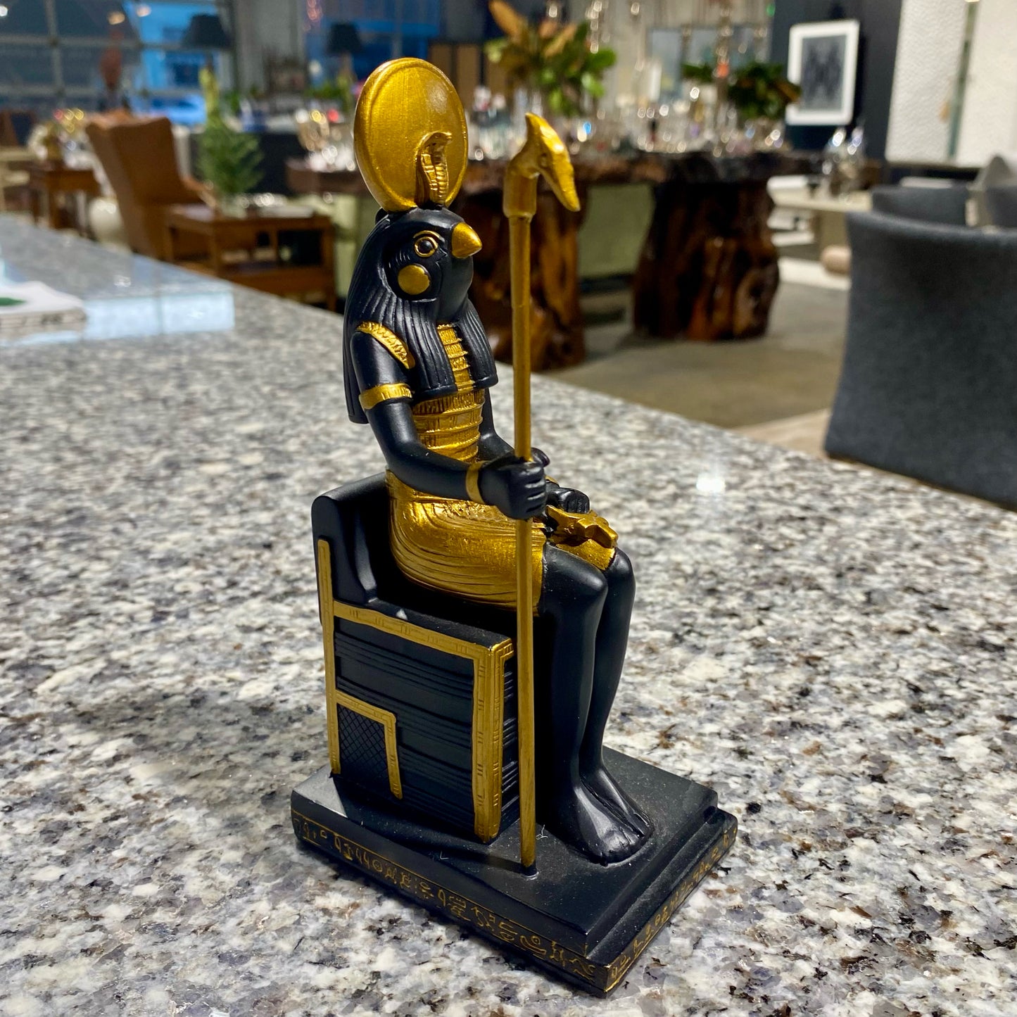 Egyptian Seated Orysius Statue Figurine, 7" H x 2.5"W x 3.5"D