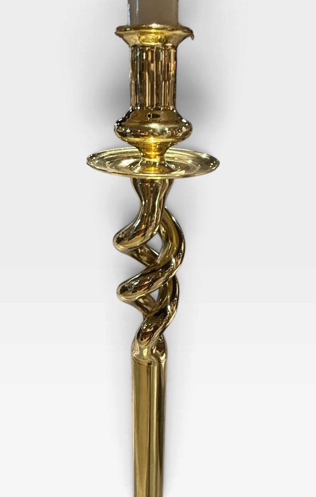 Brass finish floor lamp, 57"H