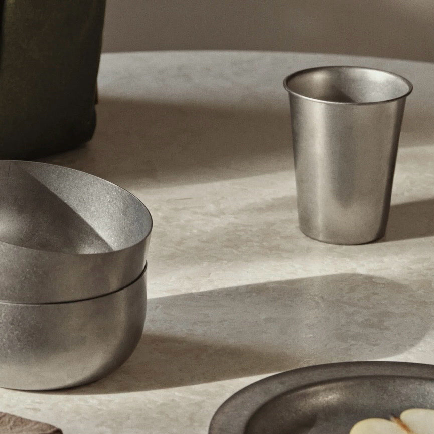 Ferm Living Tumbled Cup (Set of 6), Stainless Steel, 3.3"Dia x 3.9"H