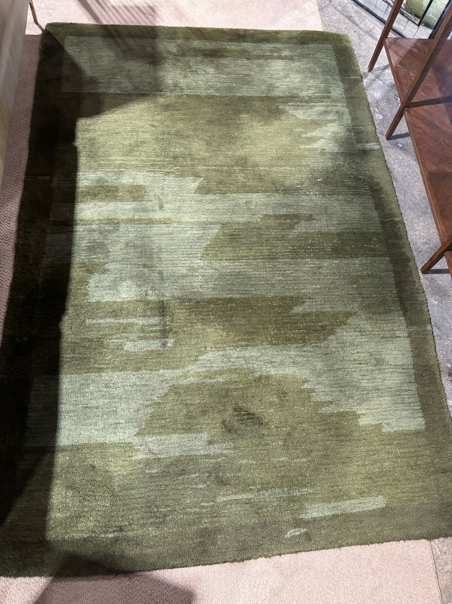 Hand knotted Hermitage Green wool rug 5.0"W x 7.8" L