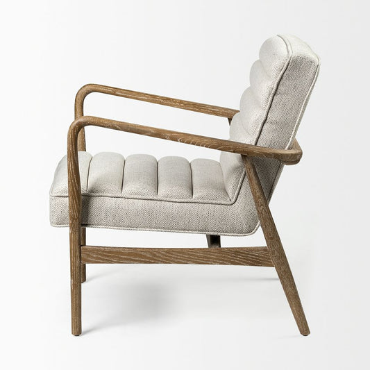 NEW Mercana Ajax II, cream/wood frame, 27"L x 28"W x 30.5"H