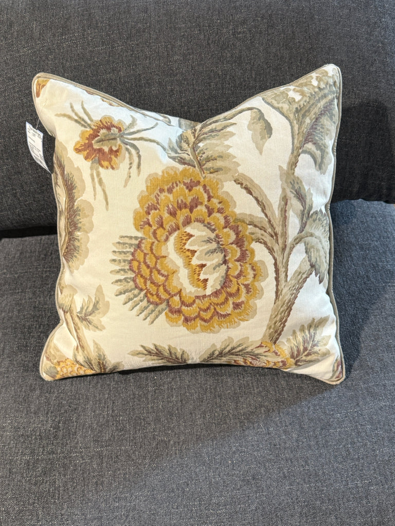 Botanical pillow, neutrals, down filled, 16" X 16"