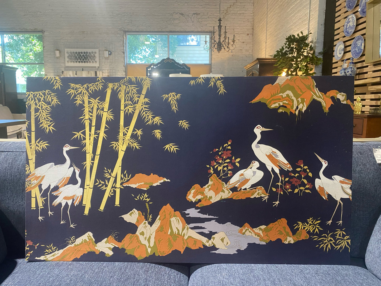 Vintage Mid 20th Century Chinoiserie Art, 42"W x 24"H x .75D