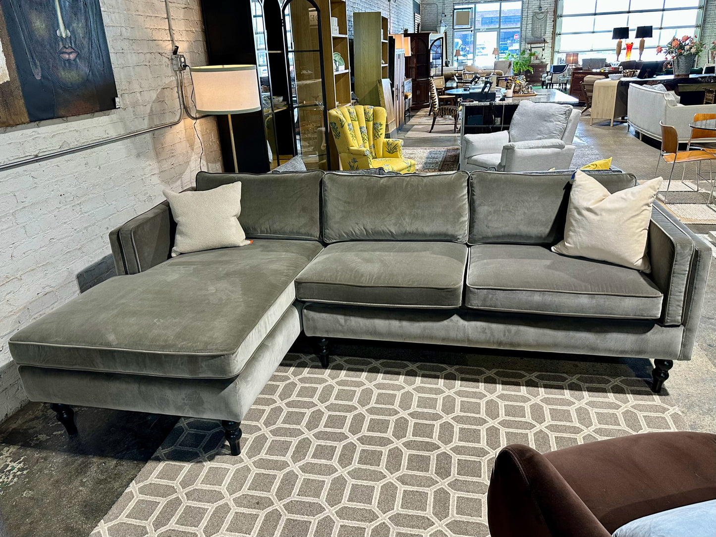 Emery sectional, left chaise, birch, 110" L X 64" D X 35" W X 29" H