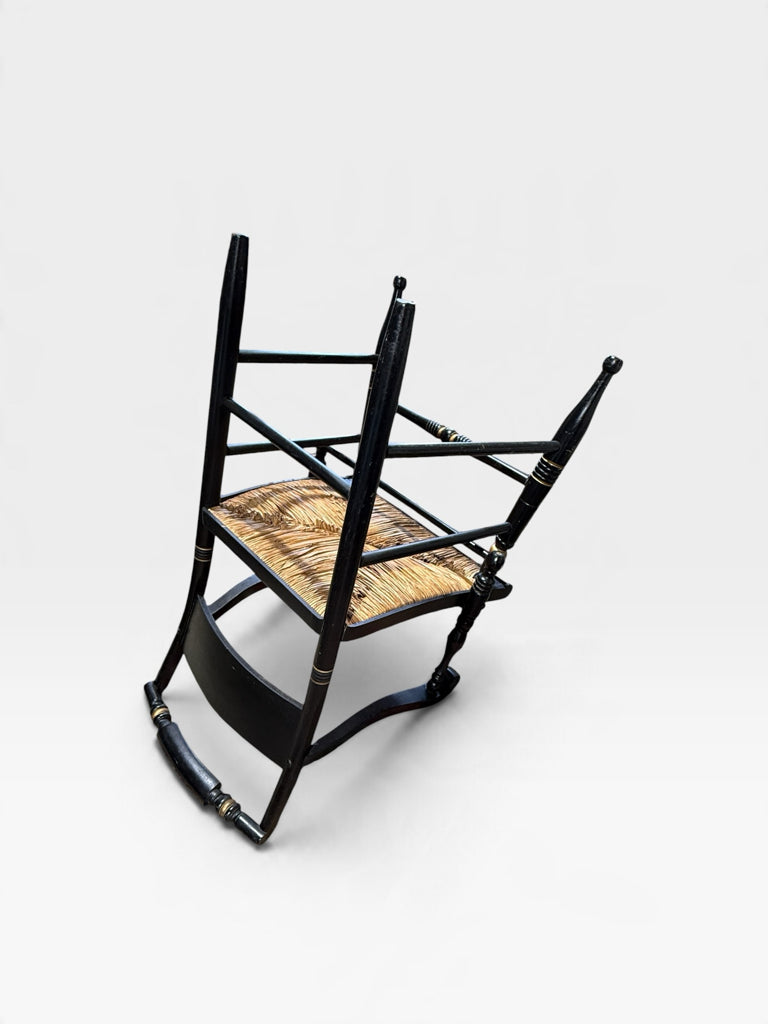 PAIR of ATQ Hitchcock style rush seat chairs, 19"W x 17"D x 33.5"H
