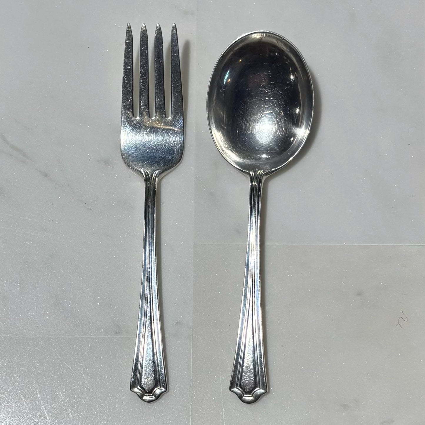 Sterling Silver Child's Fork & Spoon 4.75" L x 1.25" W