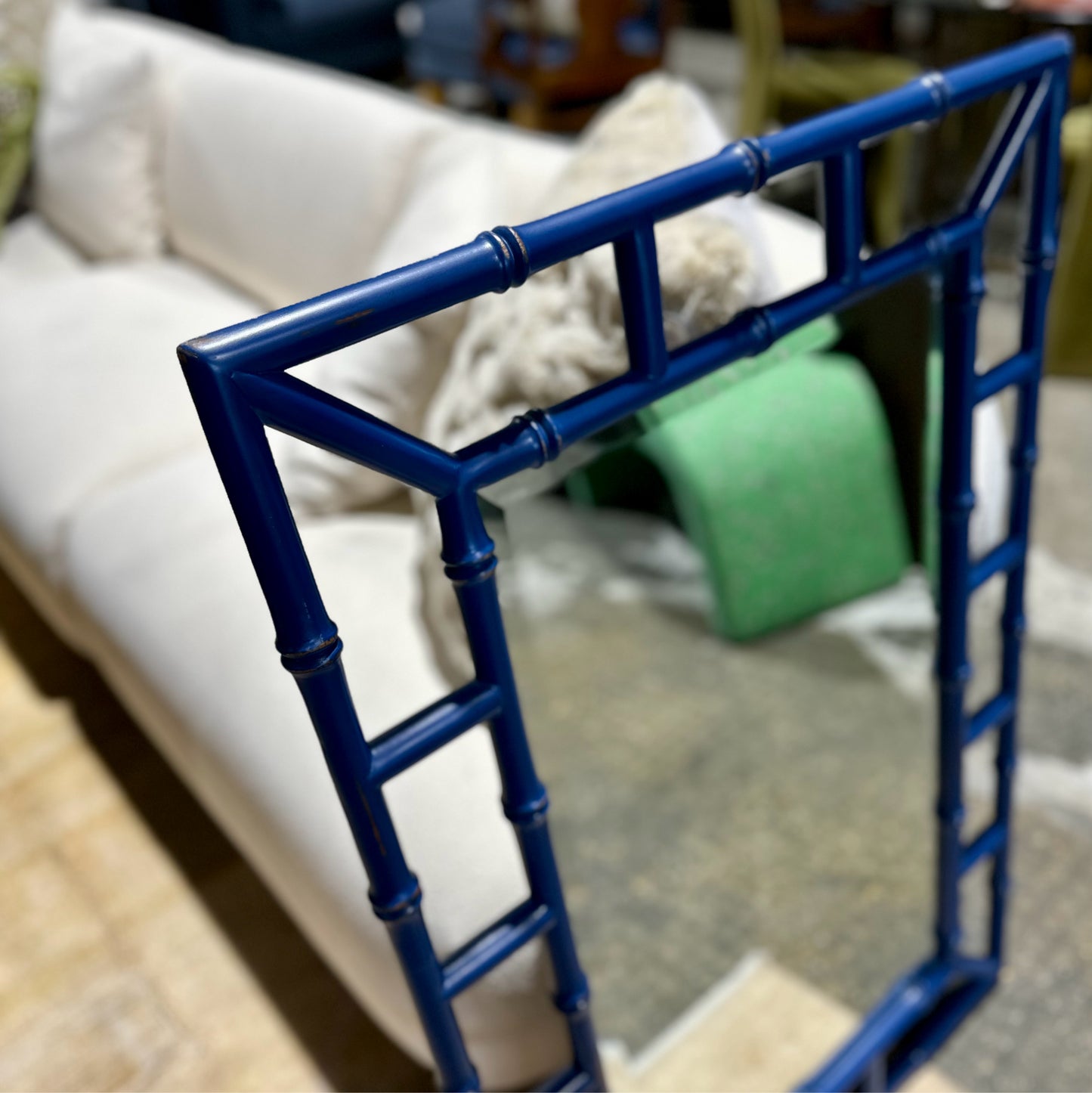 Bamboo Mirror, Blue, 41" L x 27.5" W