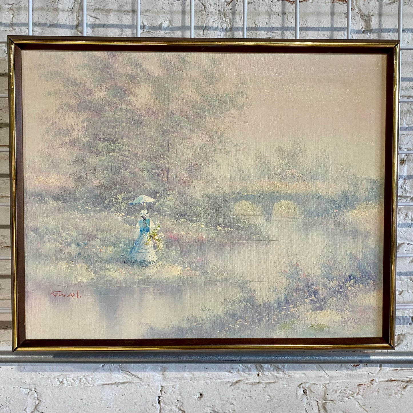 Impressionism Style Landscape Painting By Swan, 21"W x 17"H x 1"D