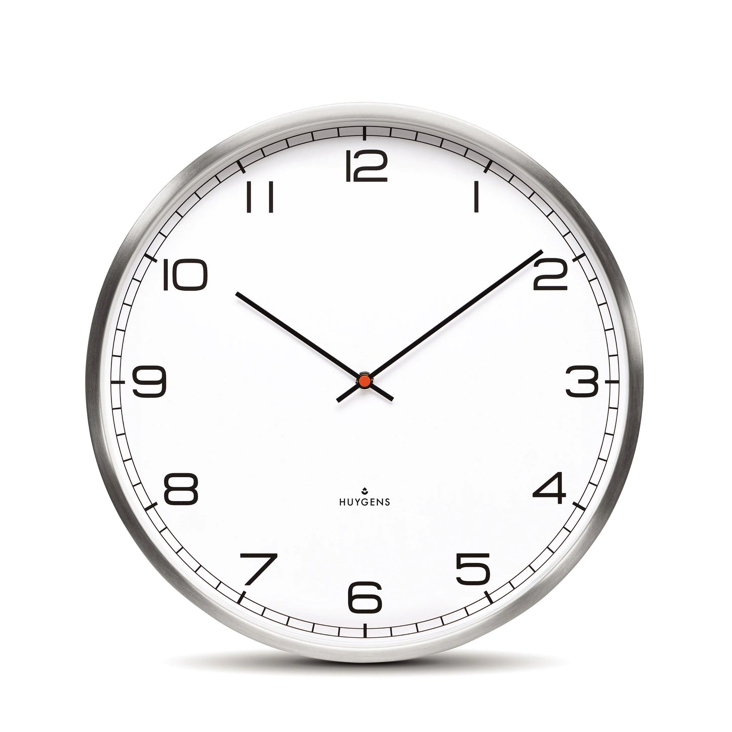 Huygens One Wall Clock, Brushed Stainless Steel, 13.8" W x 2.8" D x 13.8" H