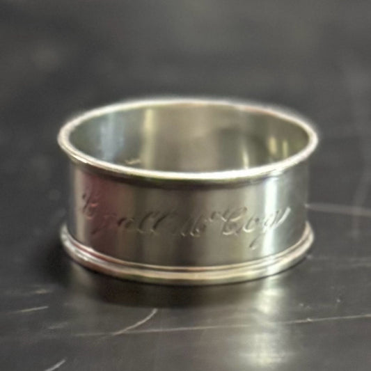 Sterling Napkin Ring, monogram, 1.75" D x .75" H