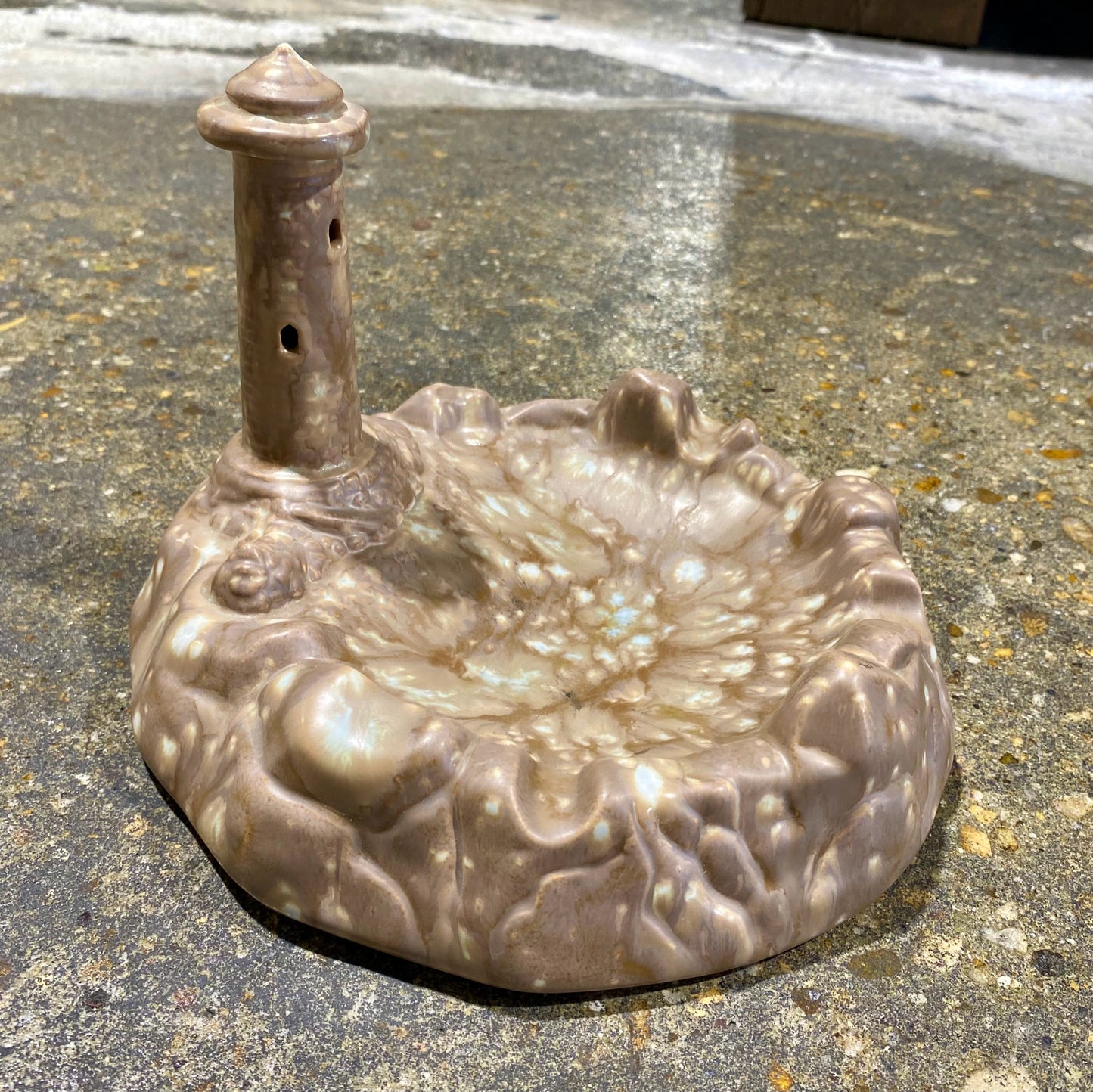 MCM Ceramic Lighthouse Ashtray, Sandy Brown, 9" W x 8.5" D x 6.5" H