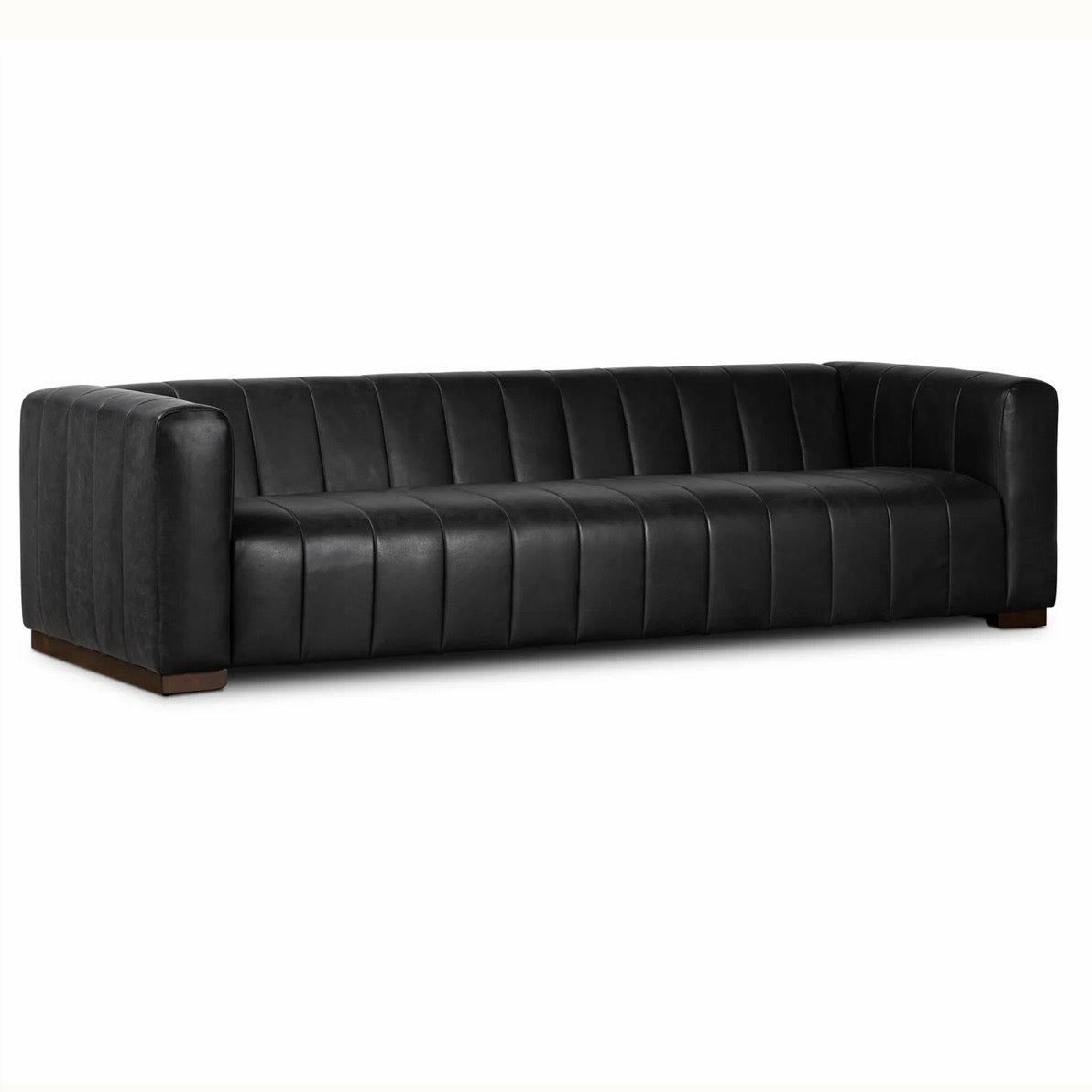 NEW Canale 99" Leather Sofa, Onyx Black, 99"W x 37.5"D x 26.5"H