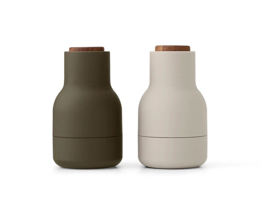 Mini Audo Copenhagen salt/pepper grinders, green/beige/walnut