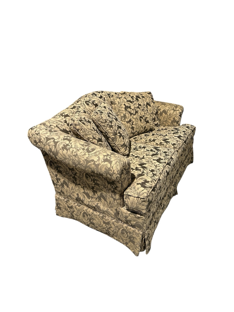 Brown Floral Loveseat, 57" L x 36" W x 34' H