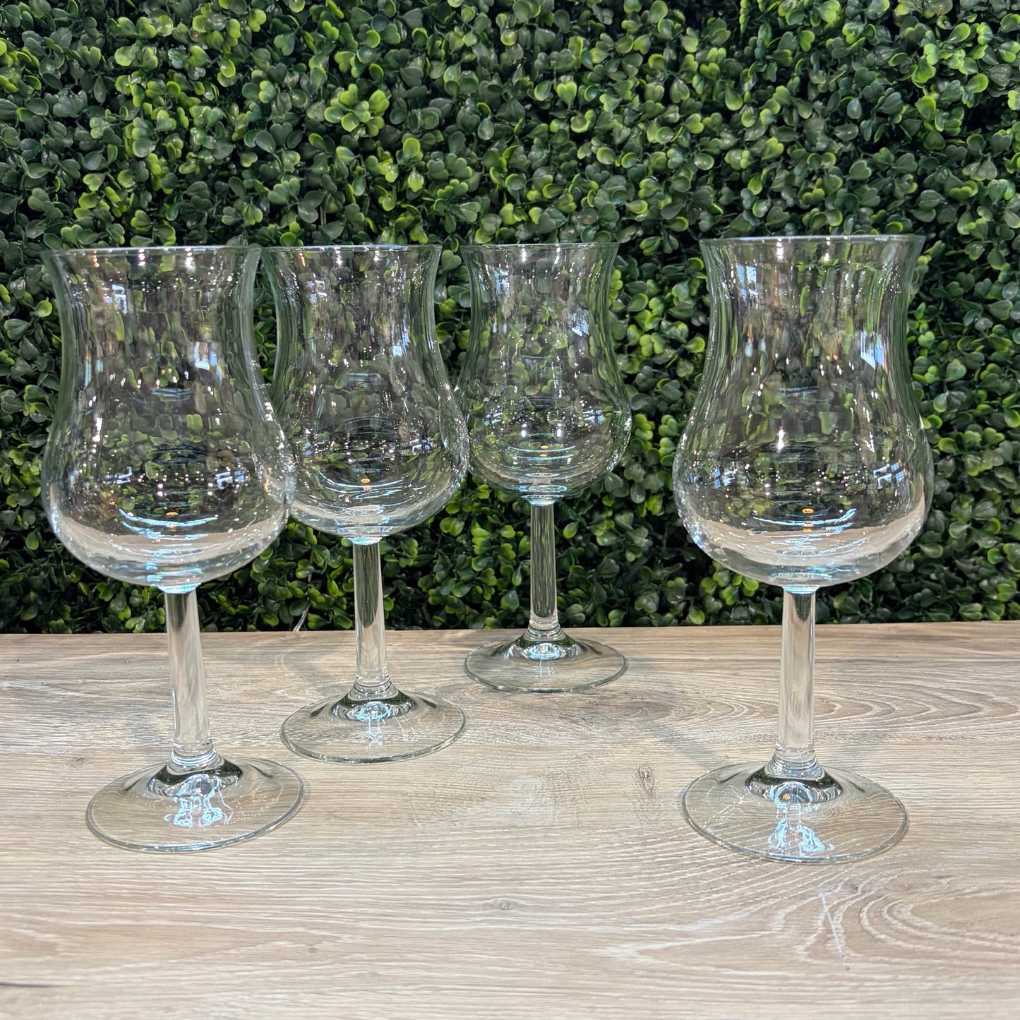 Set of 4 Glass Hurricane/Parfait/Goblet, 8"H x 3.25"Dia
