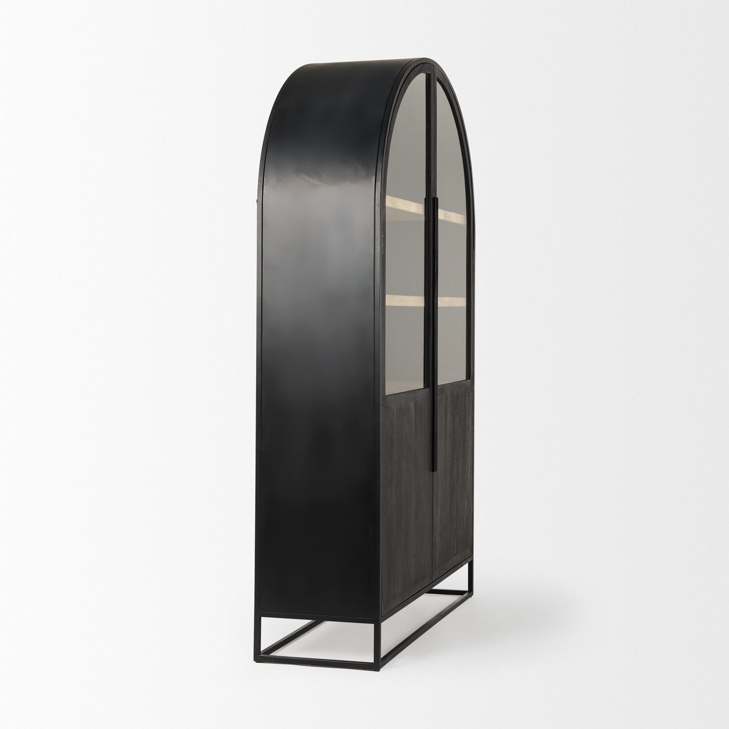 Mercana Sloan Wood Arch Cabinet w/ Metal Frame, Black, 47.5"W x 18.5"D x 85.5"H