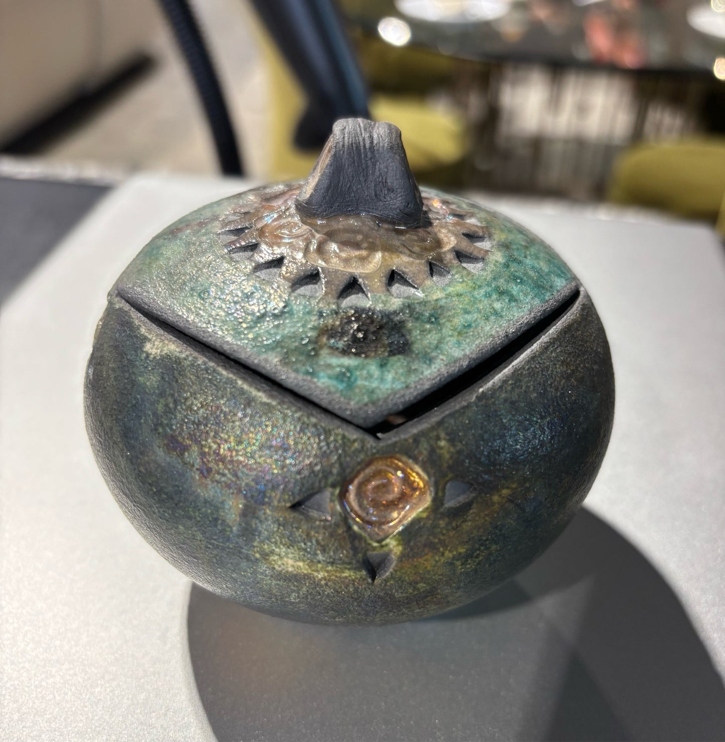 Roku Asian Pottery - with lid 4"W x 4"H