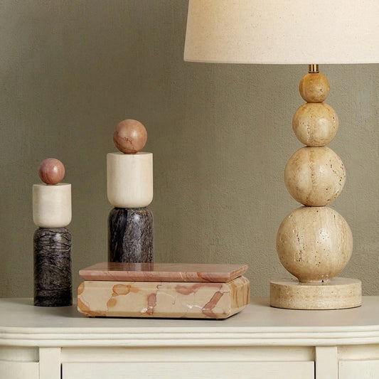 Moreno Marble Object (Set of 2), Large: 3 in Dia x 12 in H