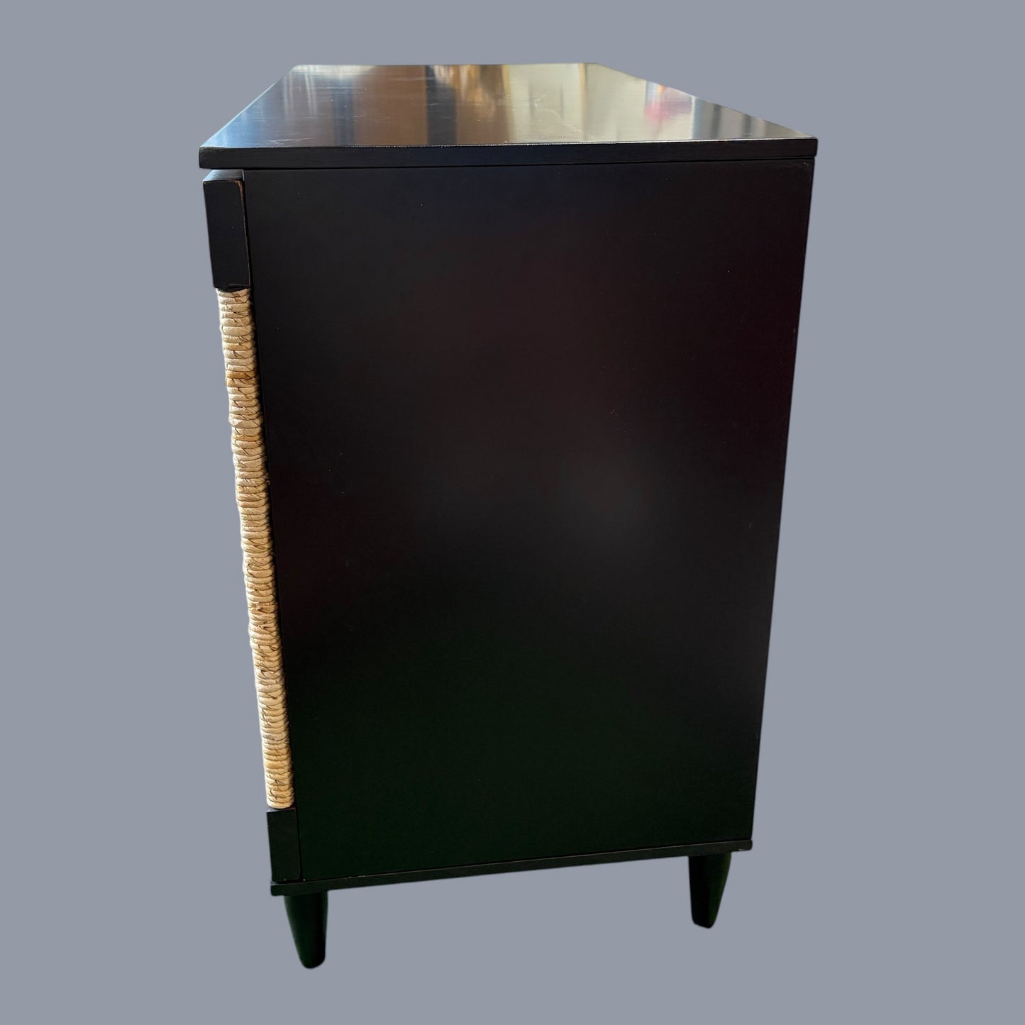 Roseanne Banana Stem Nightstand - Black/Natural, AS IS, 34.6 "L x 18.1"D x 32"H