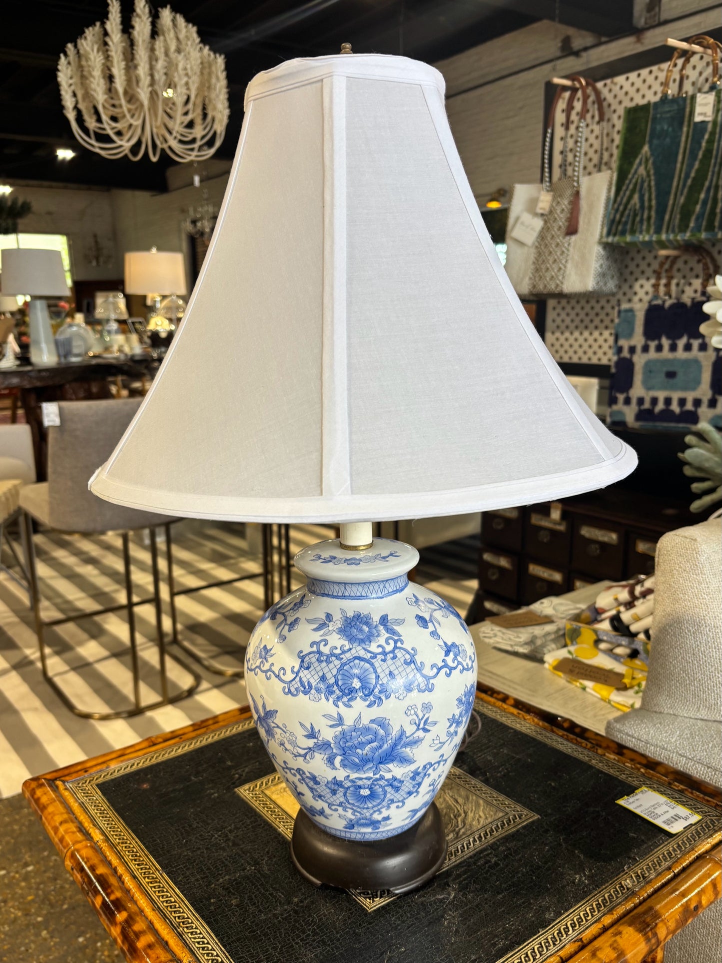 Blue & White Ginger Jar Lamp 15" W x 15" D x 23" H