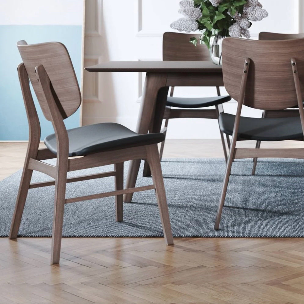 Set of 2 Hoft Home Anders Dining Chairs, Black & Walnut, 18.5" L x 23" W x 32" H