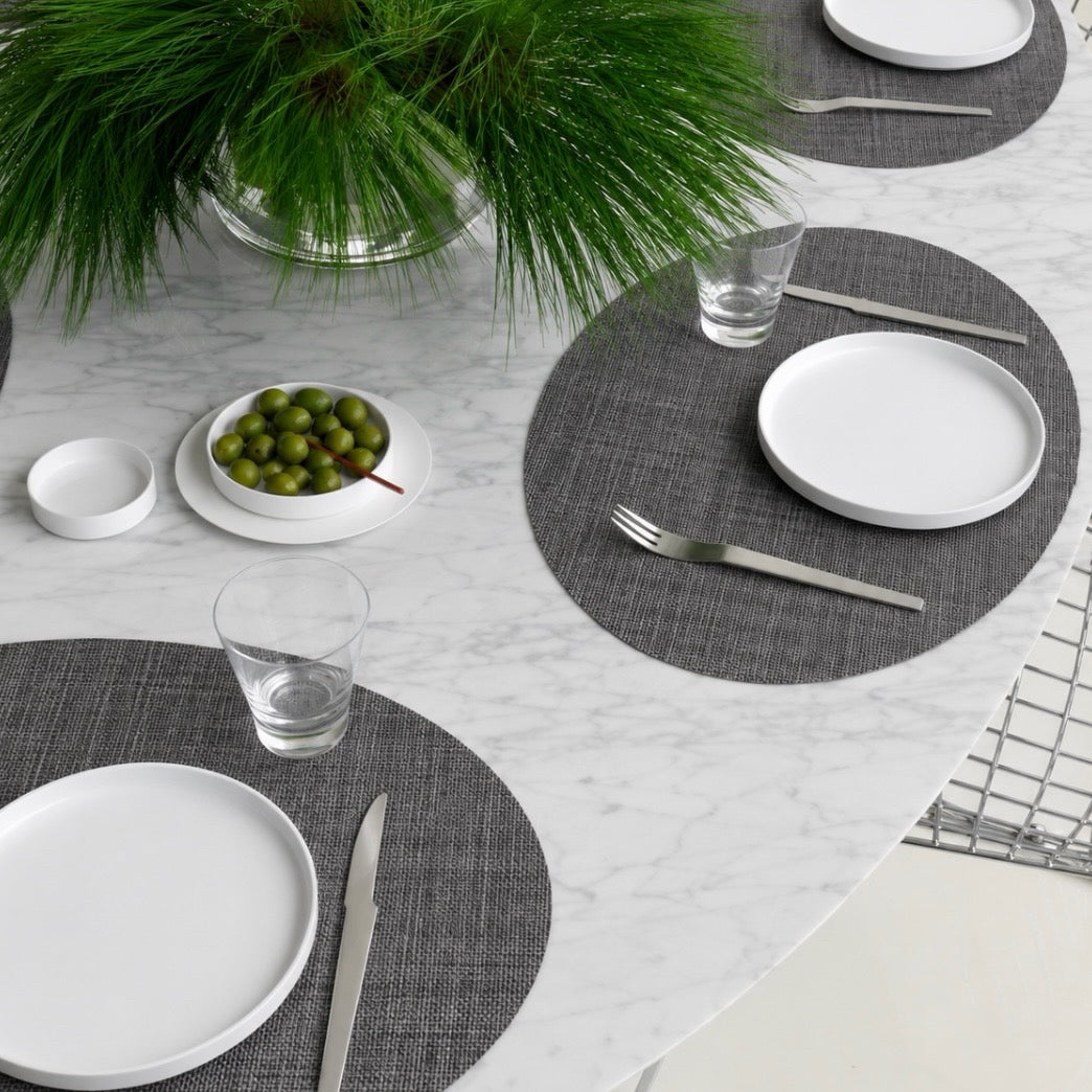 Chilewich Mini Basket Oval Table Mat (Set of 4), Cool Grey, 14"W x 19.25"L