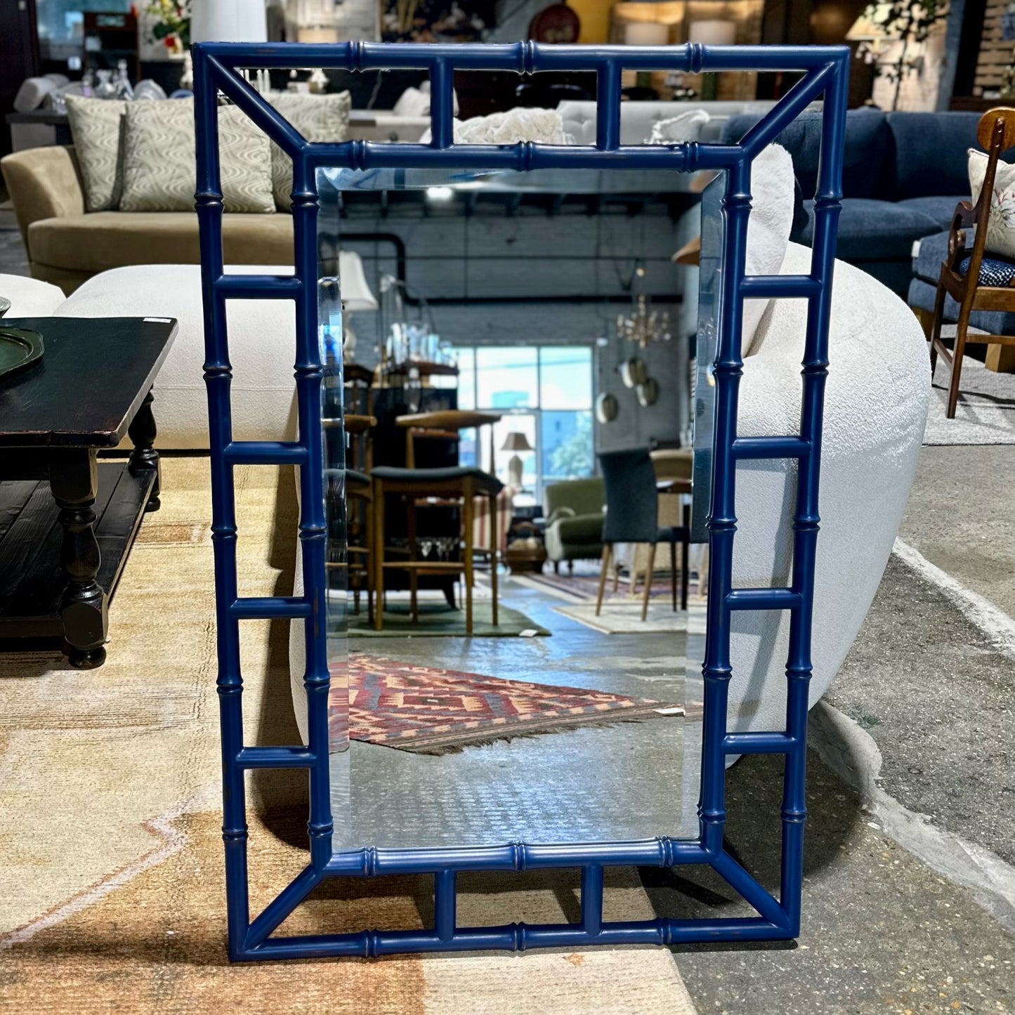 Bamboo Mirror, Blue, 41" L x 27.5" W