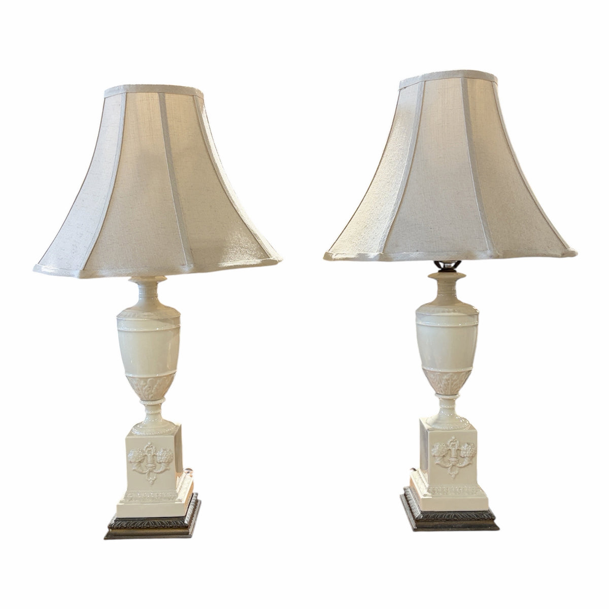 Pair of Creamware Style Table Lamps (as is)