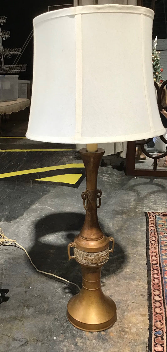 Tall Japanese Inspired Bronze Urn MCM Lamp AS IS 36"H x 14"W