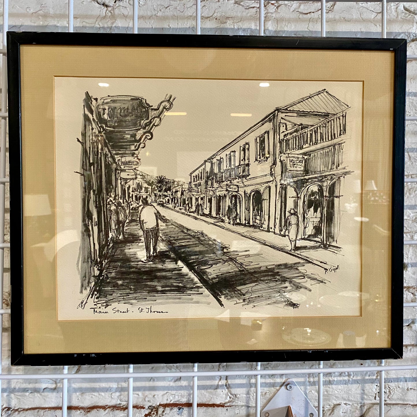 Charcoal, Main St. St Thomas, P. Sigal, 18"W x 15"H X .5"D
