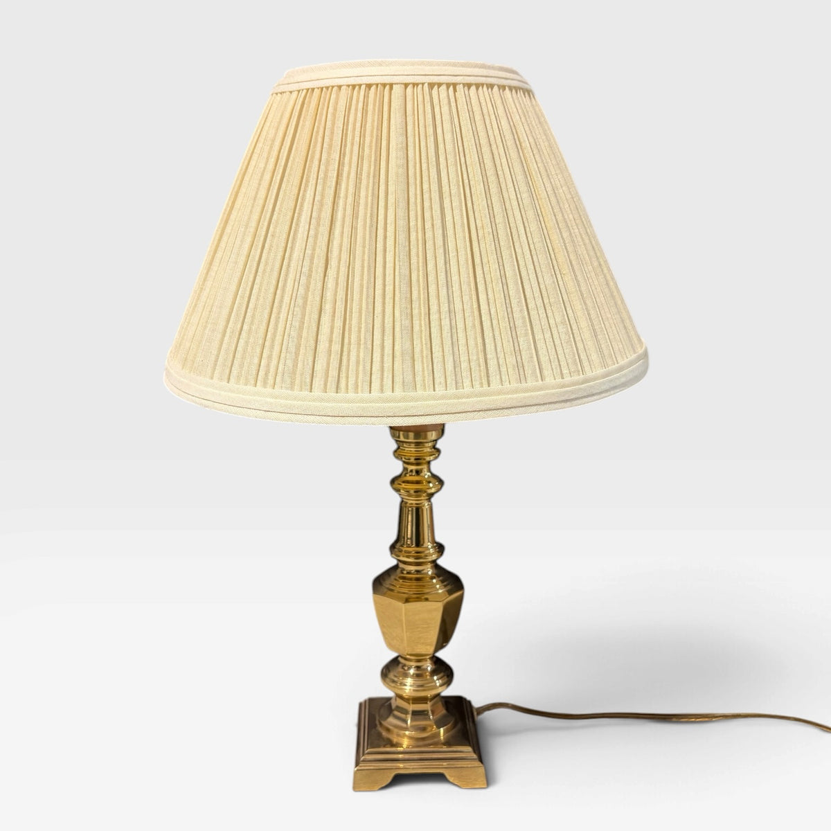 VTG Brass Candlestick Table Lamp, 16"H