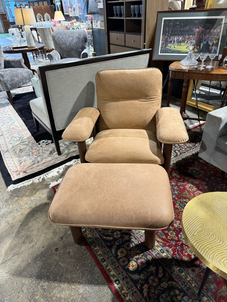 NEW Brasilia chair& ottoman, camel dune leather, 37.8"W x 33.1"D x 32.3"H
